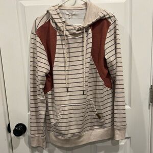 Maurices Cream and Brown Striped Men's Hoodie